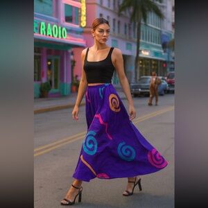 VINTAGE SILKY Skirt 8 Geometric Abstract Midi OH SO 80s!!!!!